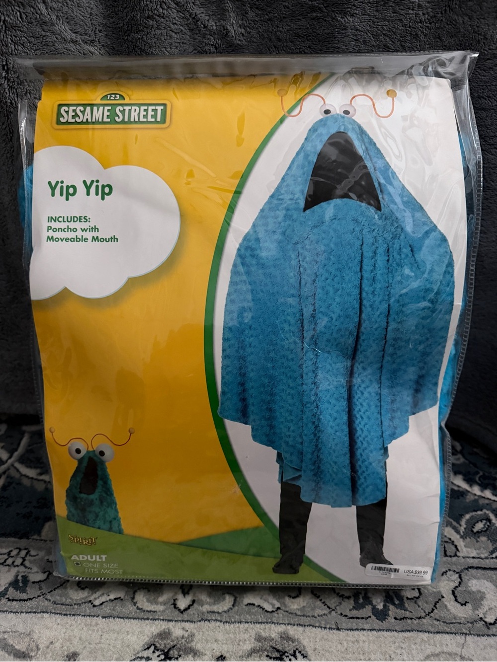 Sesame Street Blue Yip Yip Monster Poncho